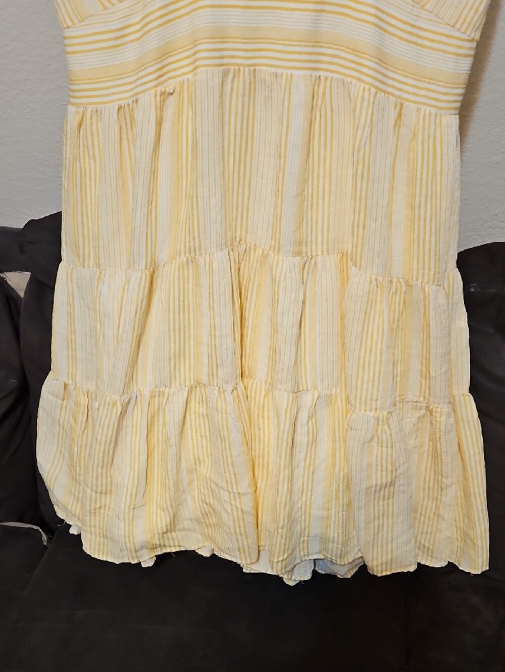 Lane Bryant Soft Yellow Striped V-Neck Midi Dress - Picture 3 of 9